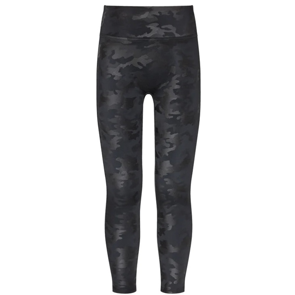 Spanx Girl's Faux Leather Camo Leggings Matte Black Camo Size M (8/10)
